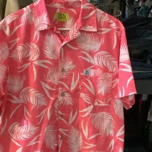 Men's Vibrant‎ Pink Leaf Print Shirt